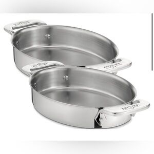 All Clad Au Gratin 7" Bakers, Stainless Steel Set Of 2
